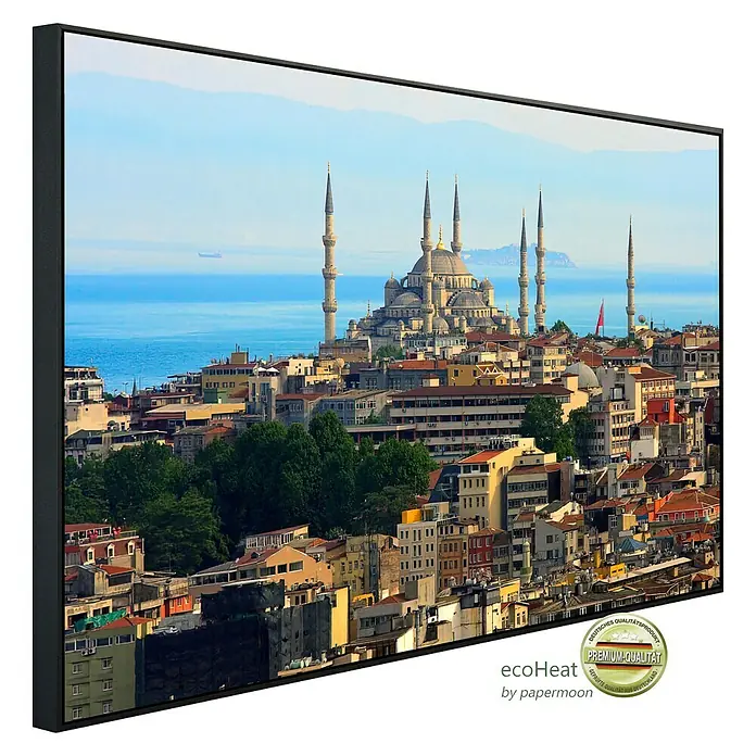 Papermoon Infrarot-Bildheizkörper Istanbul Skyline - 60 x 60 cm, 350 W - Diagonale Ansicht
