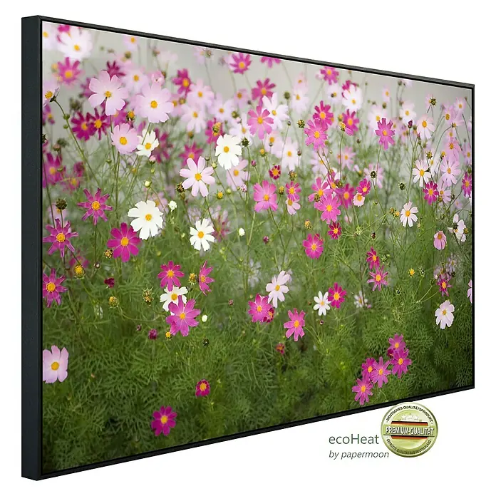 Papermoon Infrarot-Bildheizkörper Kosmosblumen - 60 x 60 cm, 350 W - Diagonale Ansicht