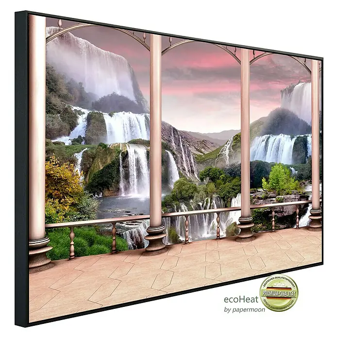 Papermoon Infrarot-Bildheizkörper Wasserfall Design - 100 x 60 cm, 600 W - Diagonale Ansicht