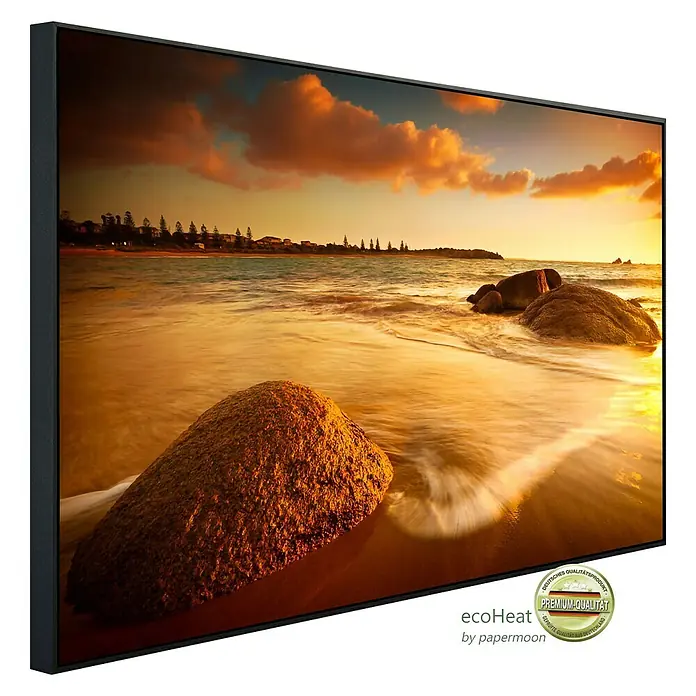 Papermoon Infrarot-Bildheizkörper Sun Tinted Beach - 100 x 60 cm, 600 W - Diagonale Ansicht
