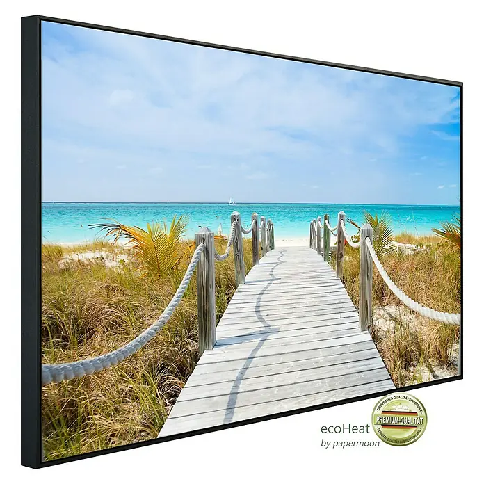 Papermoon Infrarot-Bildheizkörper Dunes Carribean Beach - 120 x 60 cm, 900 W - Diagonale Ansicht