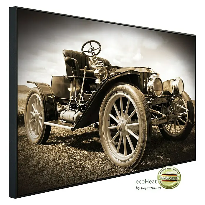 Papermoon Infrarot-Bildheizkörper Vintage Retro Auto - 120 x 60 cm, 750 W - Diagonale Ansicht