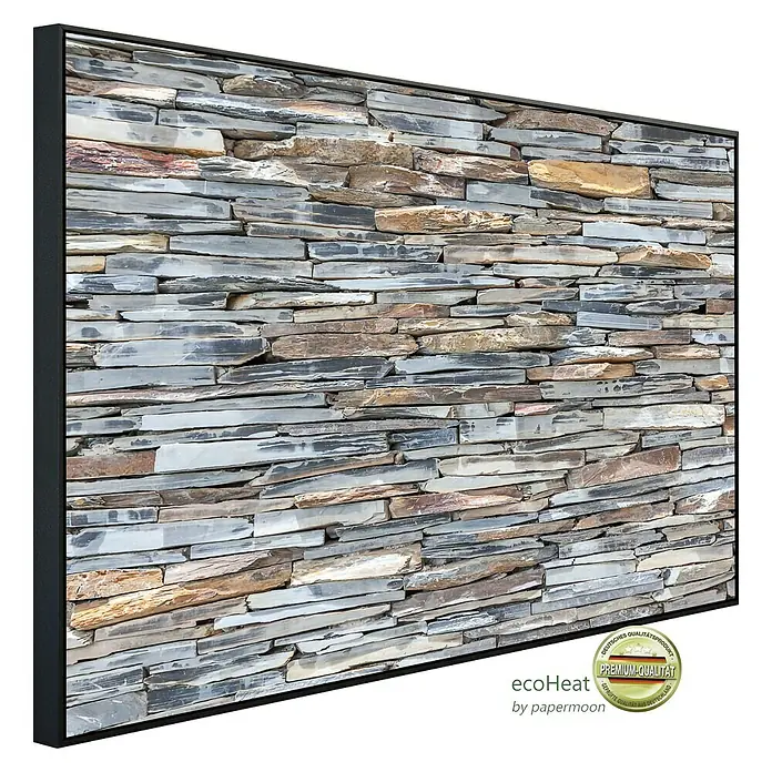 Papermoon Infrarot-Bildheizkörper Stonewall - 120 x 60 cm, 750 W - Diagonale Ansicht