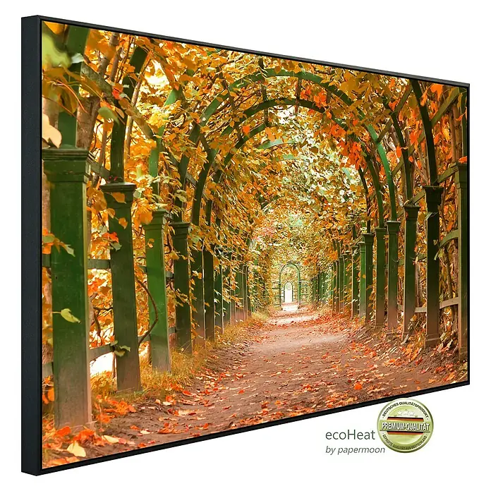 Papermoon Infrarot-Bildheizkörper Herbstgarten - 120 x 60 cm, 1.200 W - Diagonale Ansicht