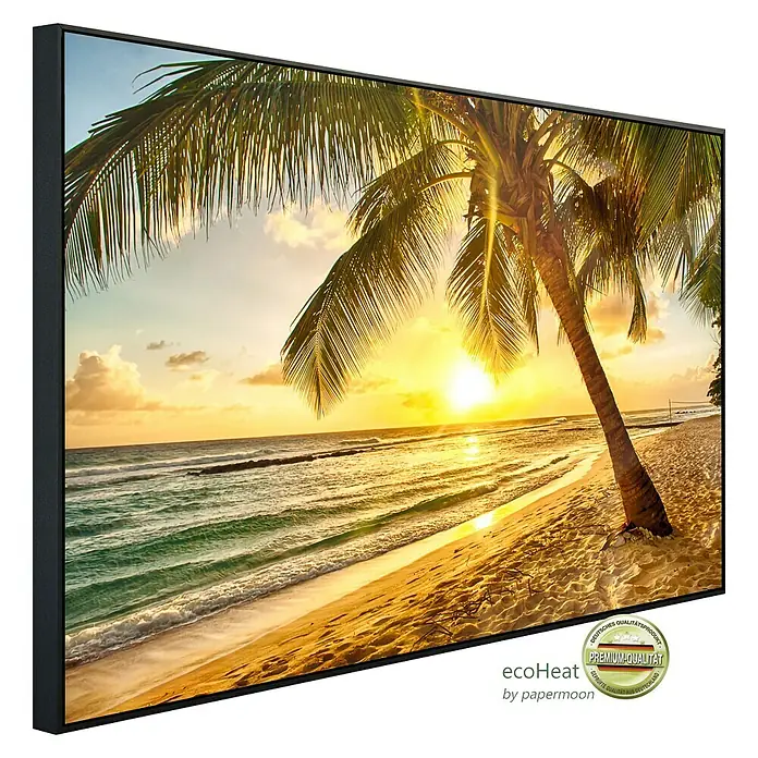 Papermoon Infrarot-Bildheizkörper Barbados Palm Beach 3 - 120 x 60 cm, 900 W - Diagonale Ansicht