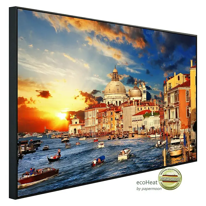 Papermoon Infrarot-Bildheizkörper Venedig Sonnenuntergang - 120 x 60 cm, 900 W - Diagonale Ansicht