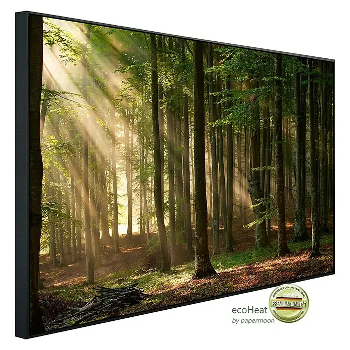 Papermoon Infrarot-Bildheizkörper Herbstwald 3 - 80 x 60 cm, 450 W - Diagonale Ansicht