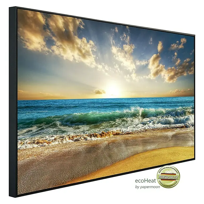 Papermoon Infrarot-Bildheizkörper Strand im Sonnenuntergang Thailand - 120 x 60 cm, 900 W - Diagonale Ansicht
