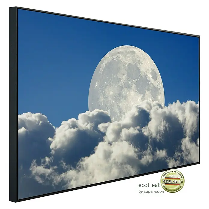 Papermoon Infrarot-Bildheizkörper Großer Mond und Wolken - 100 x 60 cm, 600 W - Diagonale Ansicht