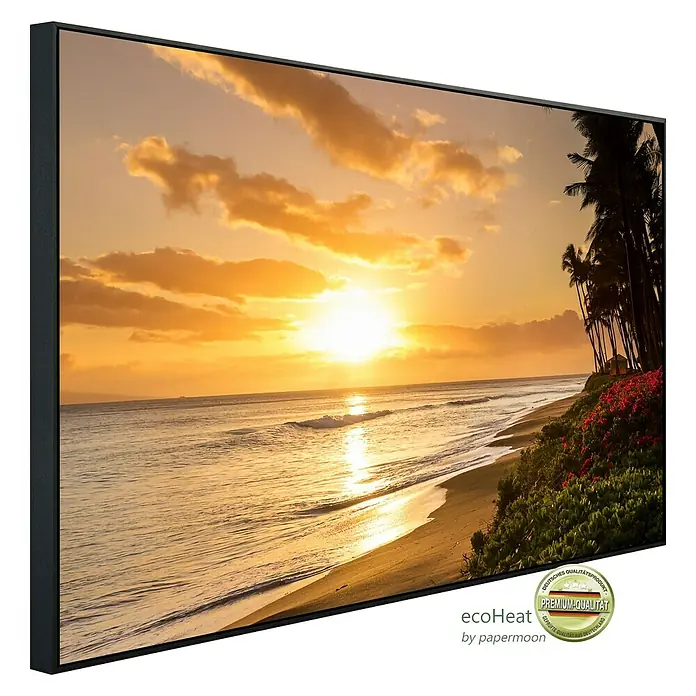 Papermoon Infrarot-Bildheizkörper Tropischer Sonnenuntergang Kaanapali Beach - 120 x 60 cm, 900 W - Diagonale Ansicht