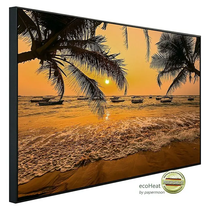 Papermoon Infrarot-Bildheizkörper Sri Lanka Palm Beach - 120 x 60 cm, 1.200 W - Diagonale Ansicht