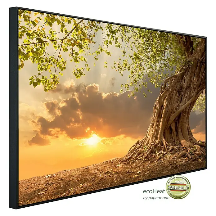 Papermoon Infrarot-Bildheizkörper Alter Baum im Sonnenuntergang - 120 x 60 cm, 900 W - Diagonale Ansicht
