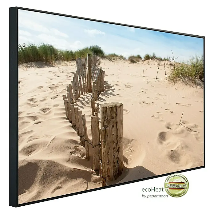 Papermoon Infrarot-Bildheizkörper Dünen Sandy Beach - 120 x 60 cm, 750 W - Diagonale Ansicht
