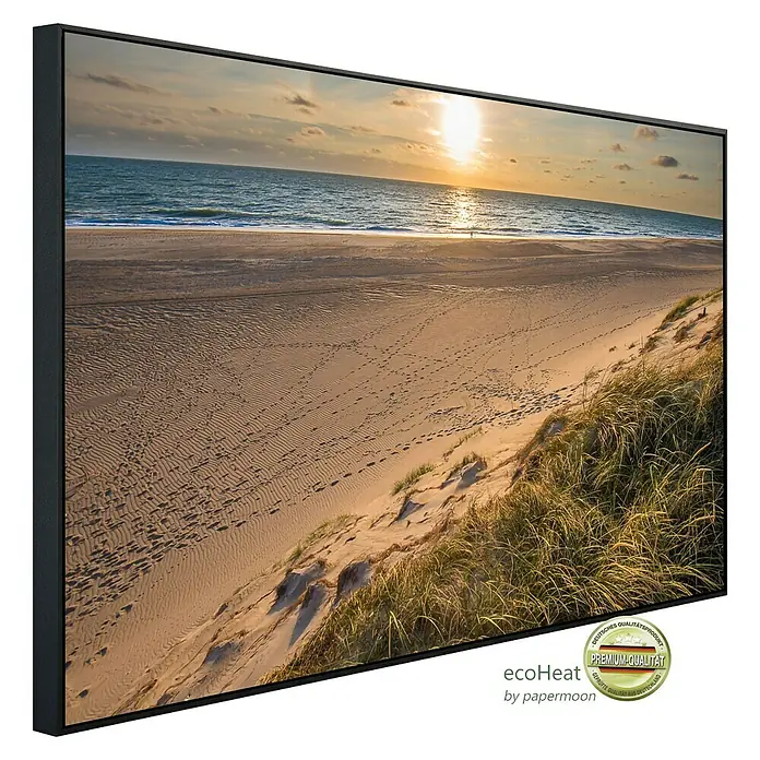 Papermoon Infrarot-Bildheizkörper Dunes Beach Jütland - 120 x 60 cm, 1.200 W - Diagonale Ansicht
