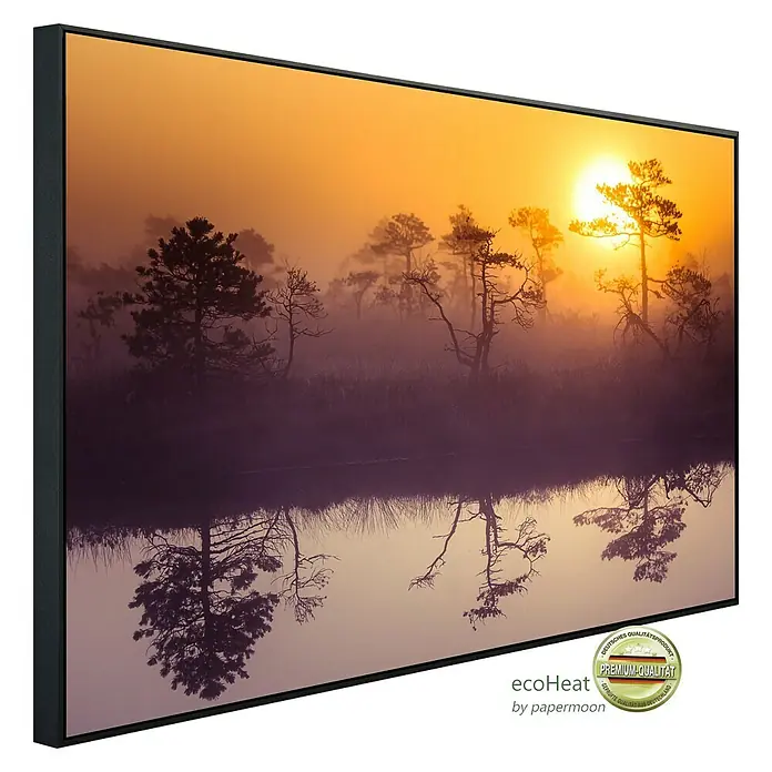 Papermoon Infrarot-Bildheizkörper Misty Morning Scenery - 120 x 60 cm, 750 W - Diagonale Ansicht