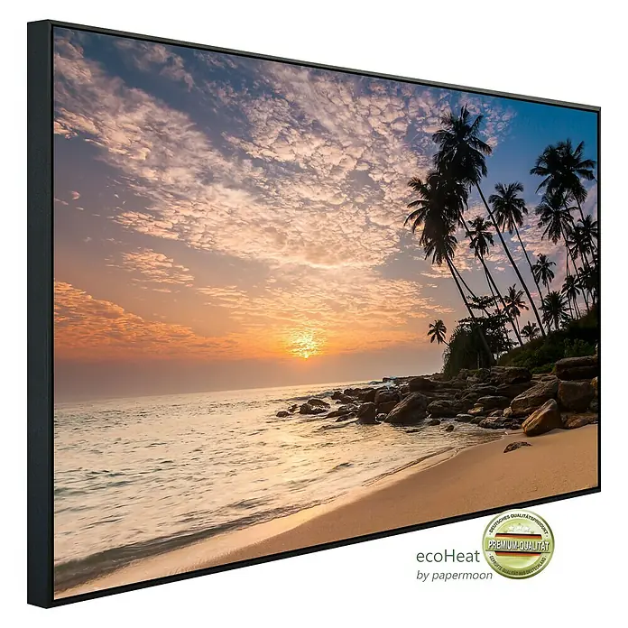Papermoon Infrarot-Bildheizkörper Palm Beach Sri Lanka 2 - 80 x 60 cm, 450 W - Diagonale Ansicht