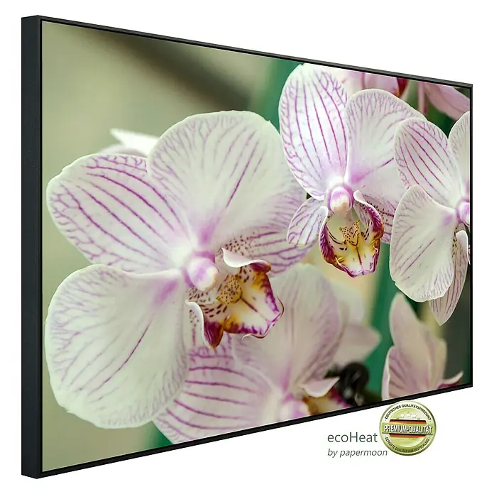 Papermoon Infrarot-Bildheizkörper Weiße Orchidee - 60 x 60 cm, 350 W - Diagonale Ansicht