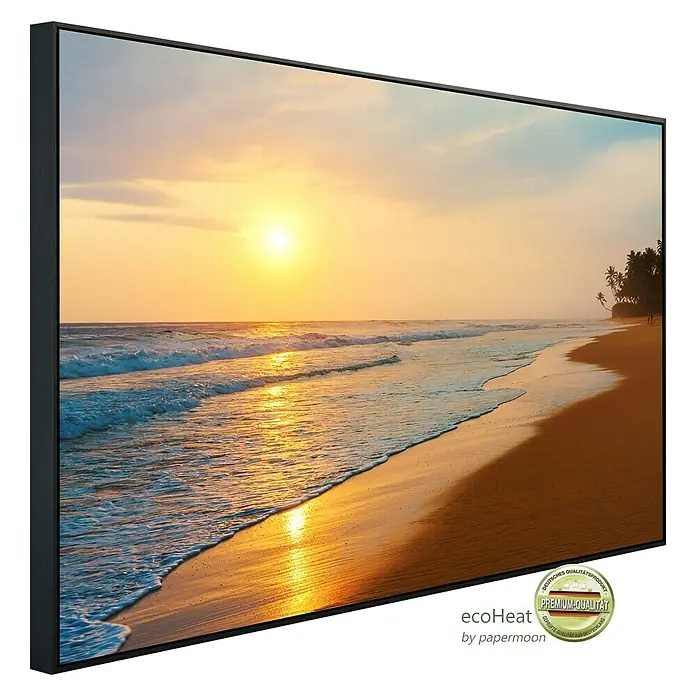 Papermoon Infrarot-Bildheizkörper Sri Lanka Beach Sonnenuntergang - 60 x 60 cm, 350 W - Diagonale Ansicht