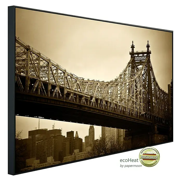 Papermoon Infrarot-Bildheizkörper New Yorker Brücke - 100 x 60 cm, 600 W - Diagonale Ansicht