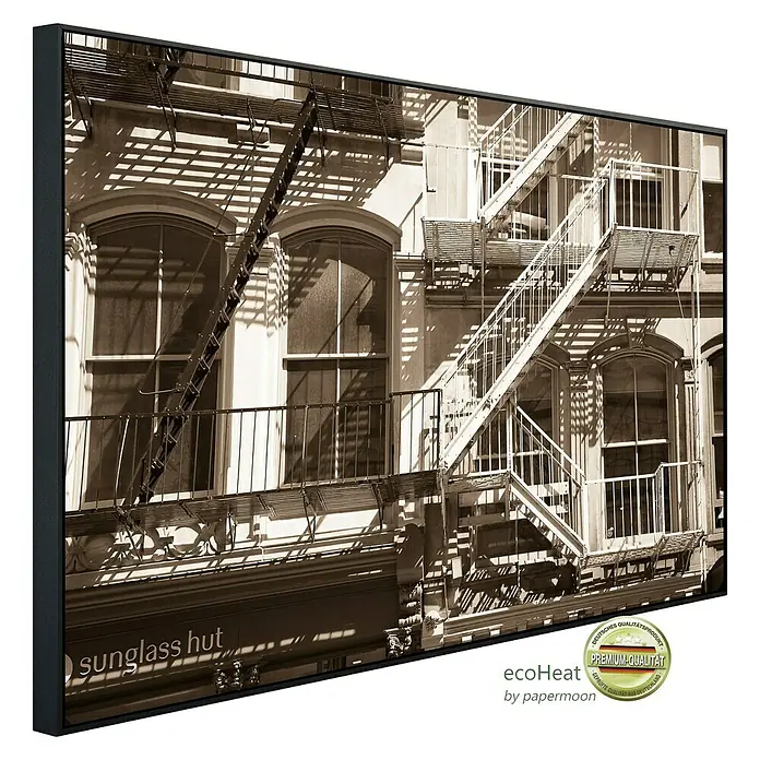 Papermoon Infrarot-Bildheizkörper Soho New York - 100 x 60 cm, 600 W - Diagonale Ansicht