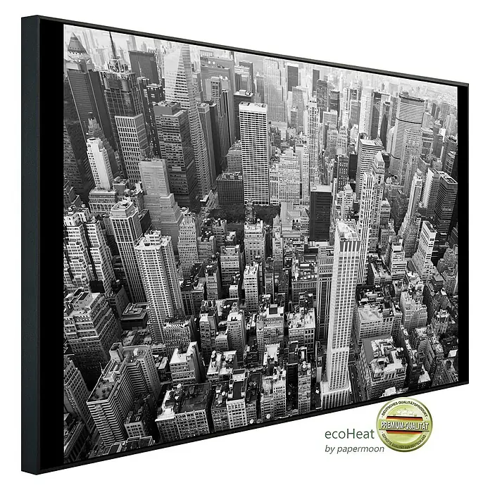 Papermoon Infrarot-Bildheizkörper Manhattan Stadtbild - 120 x 60 cm, 900 W - Diagonale Ansicht