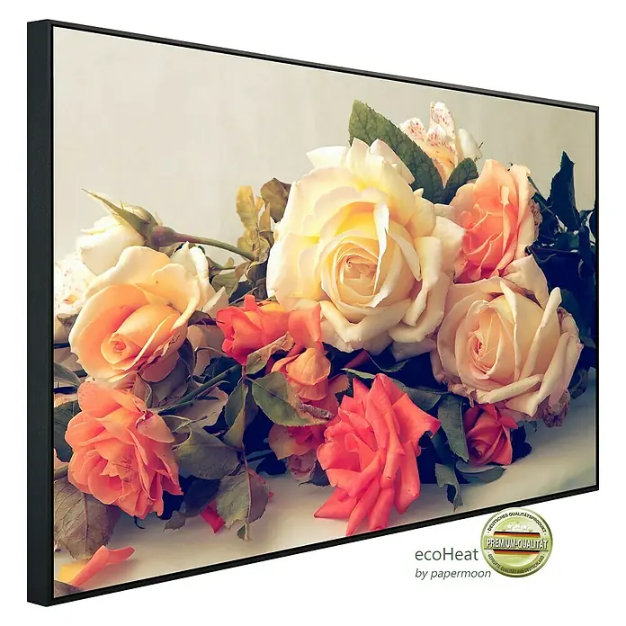 Papermoon Infrarot-Bildheizkörper Vintage Rosen - 120 x 60 cm, 750 W - Diagonale Ansicht