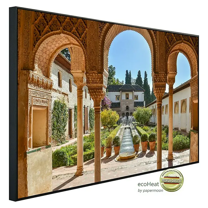 Papermoon Infrarot-Bildheizkörper Generalife Garten - 100 x 60 cm, 600 W - Diagonale Ansicht