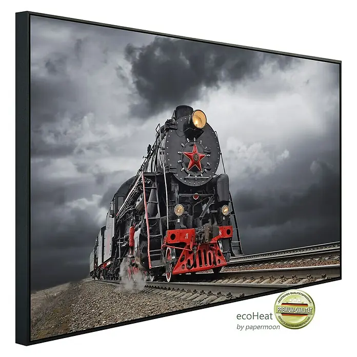 Papermoon Infrarot-Bildheizkörper Vintage Dampfzug - 120 x 60 cm, 900 W - Diagonale Ansicht