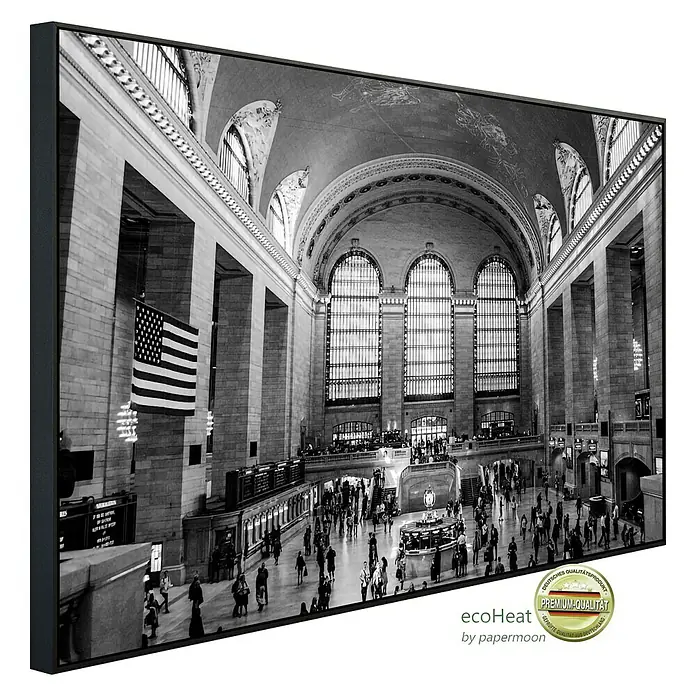 Papermoon Infrarot-Bildheizkörper Hauptbahnhof New York - 60 x 60 cm, 350 W - Diagonale Ansicht