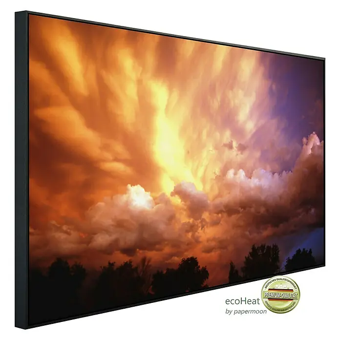 Papermoon Infrarot-Bildheizkörper Gewitterwolken bei Sonnenuntergang - 60 x 60 cm, 350 W - Diagonale Ansicht