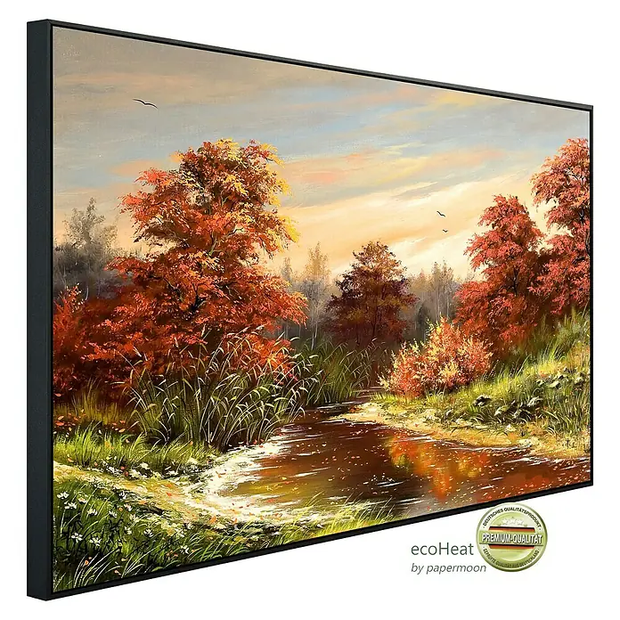 Papermoon Infrarot-Bildheizkörper Herbstlandschaft 2 - 100 x 60 cm, 600 W - Diagonale Ansicht