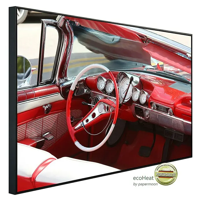 Papermoon Infrarot-Bildheizkörper Cabrio Autoinnenraum - 120 x 60 cm, 1.200 W - Diagonale Ansicht