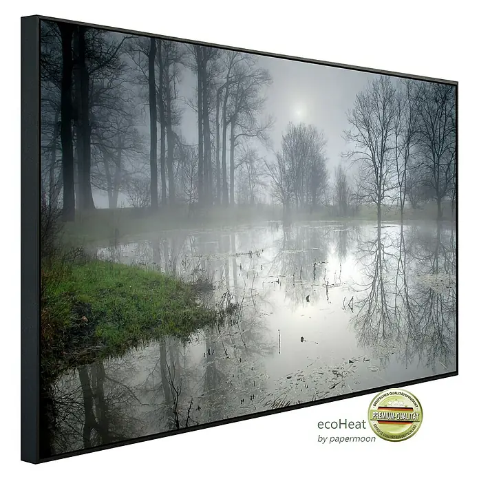 Papermoon Infrarot-Bildheizkörper Geheimnisvoller Wald - 120 x 60 cm, 900 W - Diagonale Ansicht