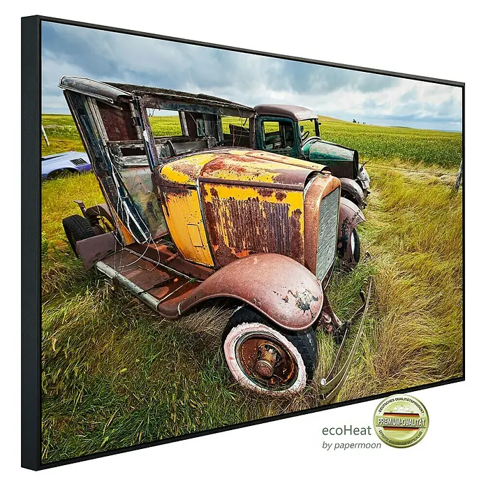 Papermoon Infrarot-Bildheizkörper Oldtimer 2 - 60 x 60 cm, 350 W - Diagonale Ansicht
