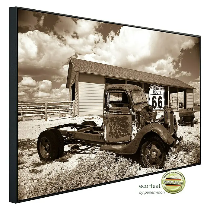 Papermoon Infrarot-Bildheizkörper Rosty Truck - 60 x 60 cm, 350 W - Diagonale Ansicht