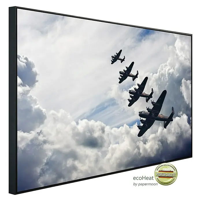 Papermoon Infrarot-Bildheizkörper Lancaster Bomber - 120 x 60 cm, 1.200 W - Diagonale Ansicht