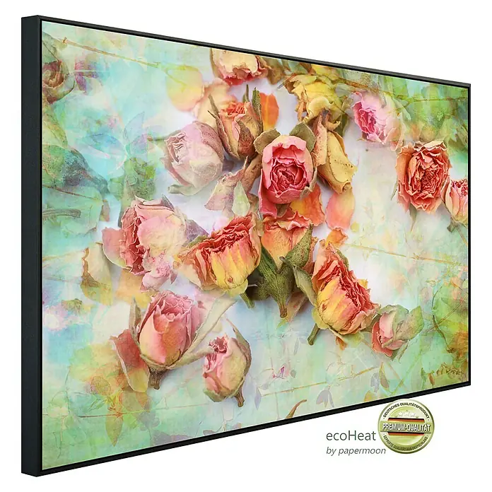 Papermoon Infrarot-Bildheizkörper Vintage Rosen 2 - 120 x 60 cm, 900 W - Diagonale Ansicht