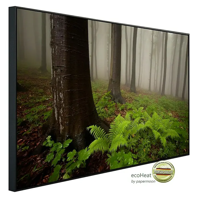 Papermoon Infrarot-Bildheizkörper Mystischer Wald - 60 x 60 cm, 350 W - Diagonale Ansicht