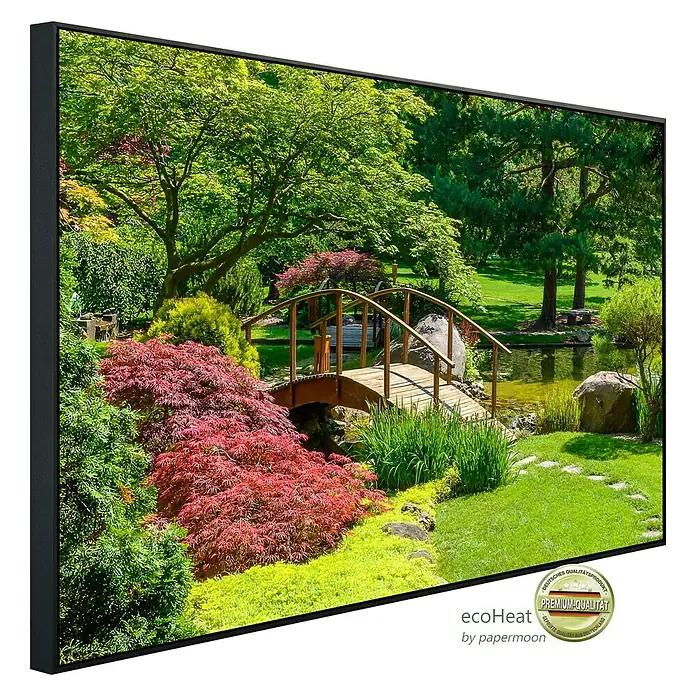 Papermoon Infrarot-Bildheizkörper Japanischer Garten 2 - 120 x 60 cm, 900 W - Diagonale Ansicht