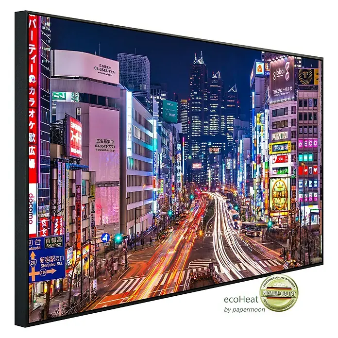 Papermoon Infrarot-Bildheizkörper Shinjuku Tokio - 60 x 60 cm, 350 W - Diagonale Ansicht