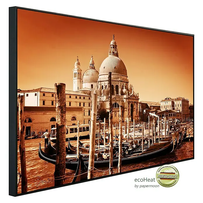 Papermoon Infrarot-Bildheizkörper Retro Venedig - 100 x 60 cm, 600 W - Diagonale Ansicht