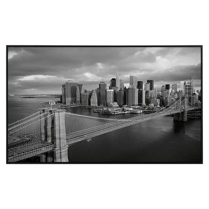 Papermoon Infrarot-Bildheizkörper Brooklyn Bridge schwarz / weiss - 60 x 60 cm, 350 W - Vorderansicht