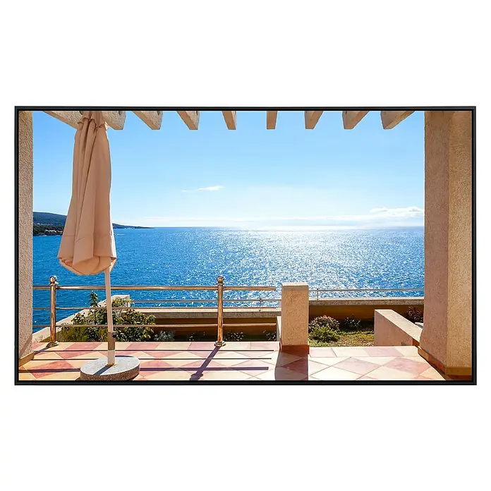 Papermoon Infrarot-Bildheizkörper Terrasse mit Meerblick - 120 x 60 cm, 900 W - Vorderansicht