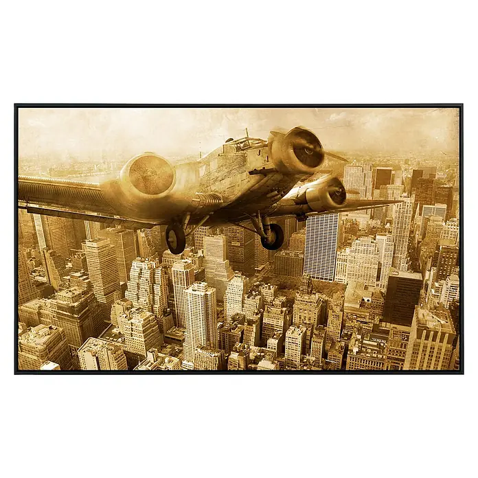 Papermoon Infrarot-Bildheizkörper Flugzeug über Manhattan - 120 x 60 cm, 750 W - Vorderansicht