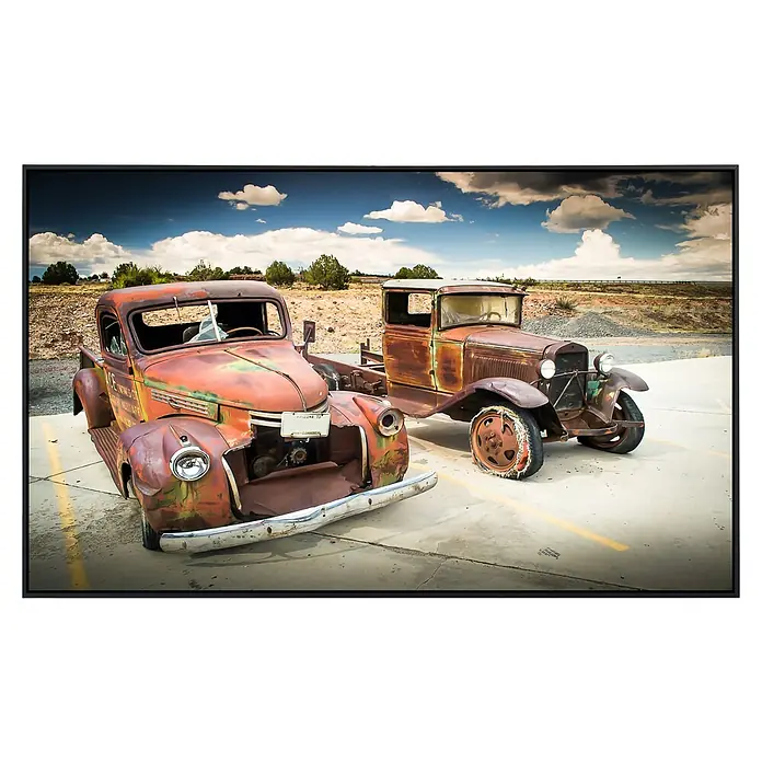 Papermoon Infrarot-Bildheizkörper Verlassene alte Autos - 120 x 60 cm, 750 W - Vorderansicht