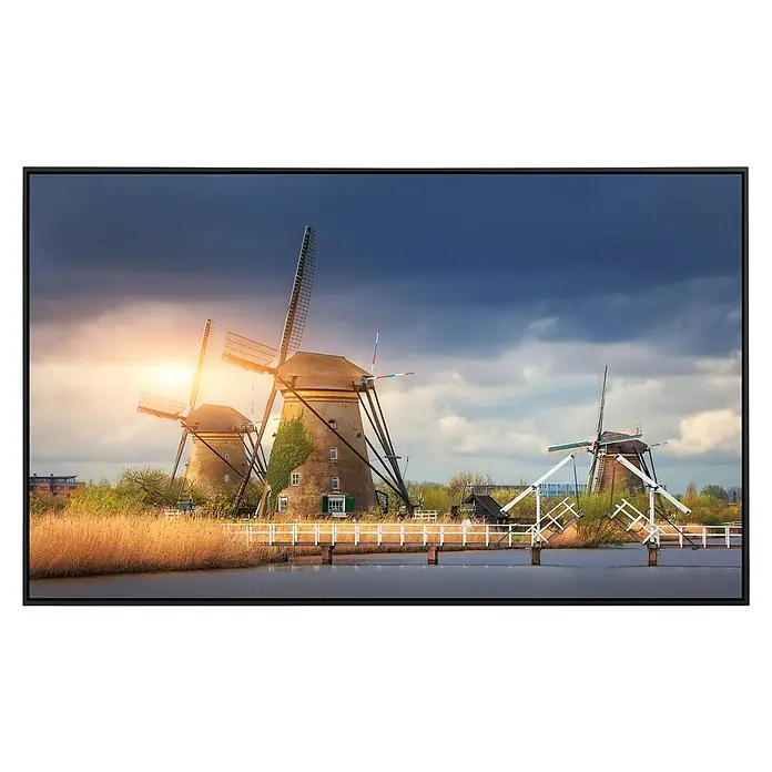 Papermoon Infrarot-Bildheizkörper Windmühlen Kinderdijk Sonnenuntergang - 100 x 60 cm, 600 W - Vorderansicht