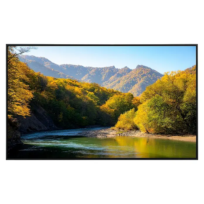 Papermoon Infrarot-Bildheizkörper Herbst Gebirgswald Fluss - 80 x 60 cm, 450 W - Vorderansicht