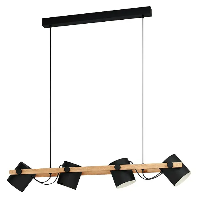 Eglo Hornwood Lámpara colgante - 112 W, L x An x Al: 18 x 110 x 110 cm, Negro/Marrón, E27 - Vista angular