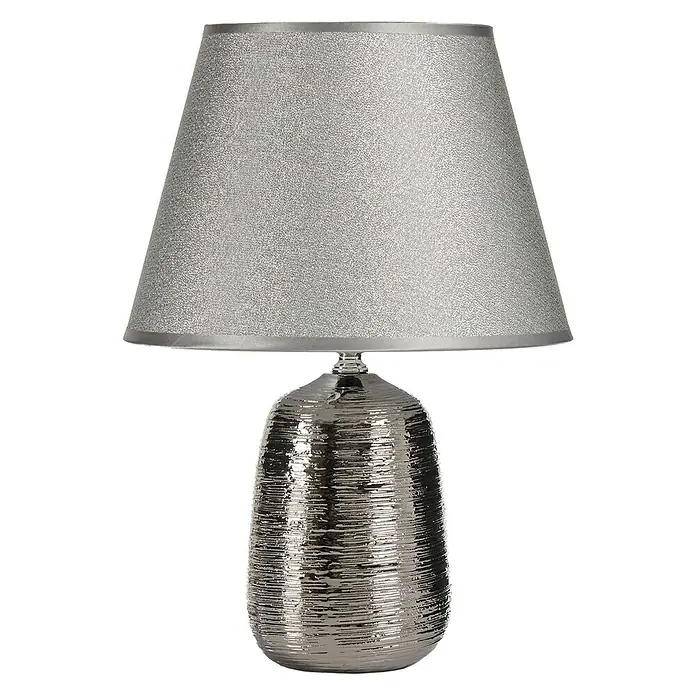 Lámpara de sobremesa Cilindro - 40 W, L x An x Al: 25 x 25 x 37 cm, Plateado, Plateado, E14 - Vista frontal