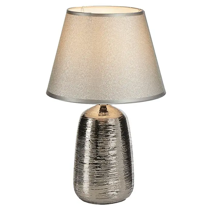 Lámpara de sobremesa Cilindro - 40 W, L x An x Al: 28 x 28 x 41 cm, Plateado, E14 - Producto en uso